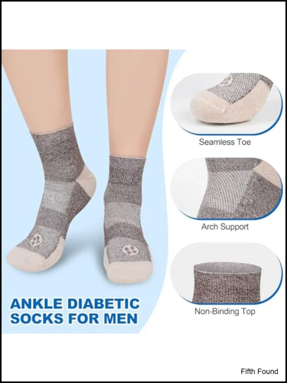 Non Binding Diabetic Socks for Men 4 Pairs Seamless Toe Athletic Ankle